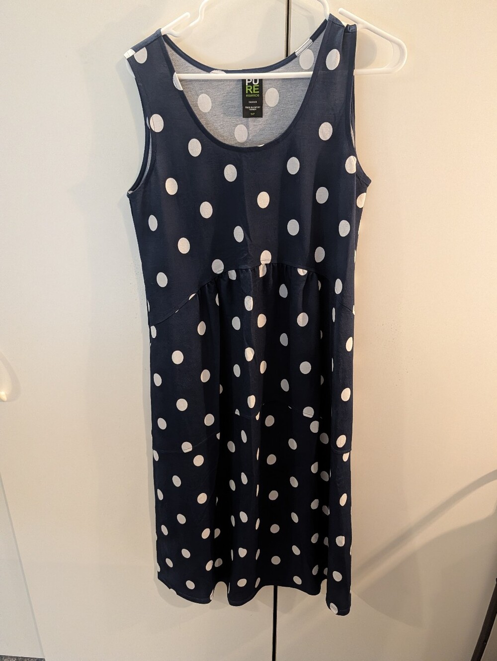 Pure Essence Woman's Small Navy and White Polka Dot Midi Dress